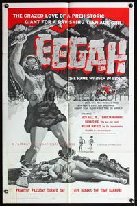 5d161 EEGAH 1sh '62 Richard Kiel as prehistoric giant crazy for ravishing teenage girl!