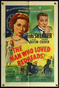 5d469 MAN WHO LOVED REDHEADS English 1sh '55 Moira Shearer, John Justin & Roland Culver