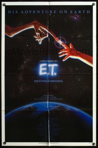 5d153 E.T. THE EXTRA TERRESTRIAL 1sh '82 Steven Spielberg classic, John Alvin art!