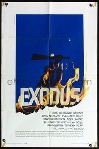 5d179 EXODUS 1sh '61 Otto Preminger, great art of arms reaching for rifle by Saul Bass!