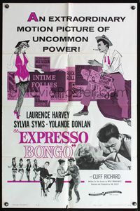 5d181 EXPRESSO BONGO 1sh '60 Laurence Harvey, Sylvia Syms, Val Guest, English beatniks!