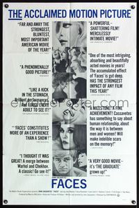 5d187 FACES 1sh '68 John Cassavetes cult classic, Gena Rowlands, Seymour Cassel