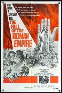 5d191 FALL OF THE ROMAN EMPIRE revised 1sh '64 Anthony Mann, Sophia Loren, different gladiator art!