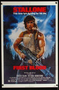 5d209 FIRST BLOOD 1sh '82 artwork of Sylvester Stallone as John Rambo by Drew Struzan!