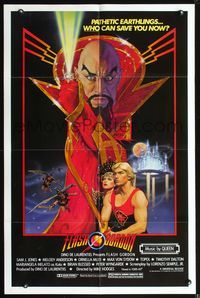 5d220 FLASH GORDON 1sh '80 sci-fi art of Max Von Sydow & Sam Jones by Richard Amsel!