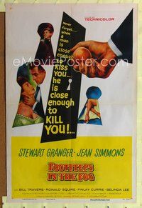 5d230 FOOTSTEPS IN THE FOG style B 1sh '55 was Stewart Granger there to kiss or kill Jean Simmons?