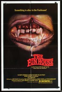 5d239 FUNHOUSE mouth style 1sh '81 Tobe Hooper, close-up of grotesque drooling mouth!