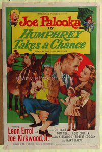 5d327 HUMPHREY TAKES A CHANCE 1sh '50 Joe Palooka, Leon Errol, Joe Kirkwood Jr., Gal Lamb, Tom Neal