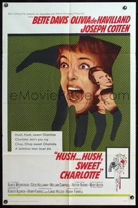 5d331 HUSH...HUSH, SWEET CHARLOTTE 1sh '65 Bette Davis, Olivia de Havilland, Robert Aldrich