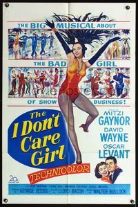 5d334 I DON'T CARE GIRL 1sh '52 great full-length art of sexy showgirl Mitzi Gaynor!