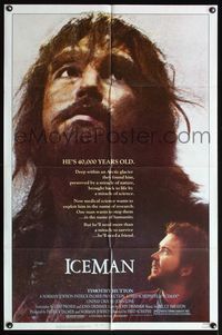 5d341 ICEMAN 1sh '84 Fred Schepisi, John Lone is an unfrozen 40,000 year-old neanderthal caveman!