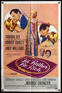 5d342 I'D RATHER BE RICH 1sh '64 Sandra Dee, Robert Goulet, Andy Williams, Maurice Chevalier