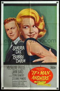 5d344 IF A MAN ANSWERS 1sh '62 great close up art of sexy Sandra Dee & Bobby Darin!