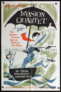 5d367 INVASION QUARTET 1sh '61 military men Bill Travers & Spike Milligan!