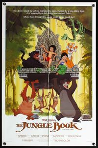 5d380 JUNGLE BOOK 1sh R84 Walt Disney cartoon classic, great art of all characters!