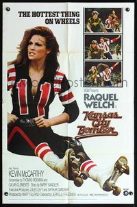 5d382 KANSAS CITY BOMBER 1sh '72 sexy roller derby girl Raquel Welch, the hottest thing on wheels!