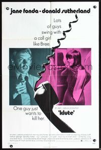 5d390 KLUTE 1sh '71 Donald Sutherland helps intended murder victim & call girl Jane Fonda!