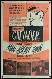 5d391 LA SILENCE EST D'OR style A 1sh '48 Maurice Chevalier in Rene Clair's Man About Town!