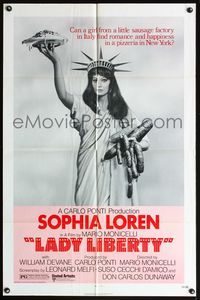 5d397 LADY LIBERTY 1sh '72 great wacky image of sexy Sophia Loren as Statue of Liberty!