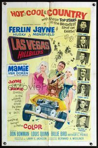 5d404 LAS VEGAS HILLBILLYS 1sh '66 Ferlin Husky with sexy Jayne Mansfield & Mamie Van Doren!