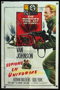 5d410 LAST BLITZKRIEG 1sh '59 huge image of Van Johnson w/machine gun, Kerwin Matthews!