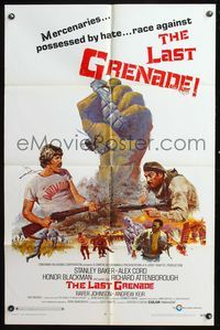 5d415 LAST GRENADE 1sh '70 Stanley Baker, Alex Cord, artwork of battle scenes!