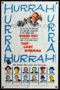 5d417 LAST HURRAH 1sh '58 John Ford, art of Spencer Tracy, portraits of 12 top cast members!