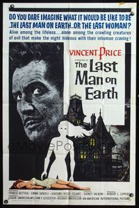 5d418 LAST MAN ON EARTH 1sh '64 AIP, Vincent Price is among the lifeless, cool Reynold Brown art!