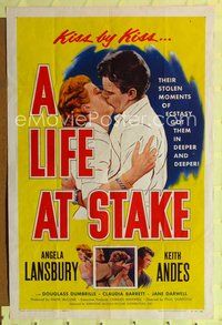 5d421 LIFE AT STAKE 1sh '55 romantic close-up of Angela Lansbury & Keith Andes!