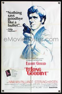 5d425 LONG GOODBYE int'l 1sh '74 Elliott Gould as Philip Marlowe, Robert Altman film noir!