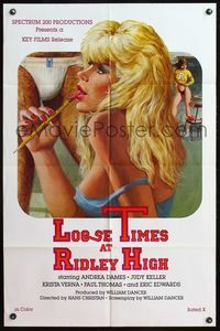 5d429 LOOSE TIMES AT RIDLEY HIGH 1sh '84 Hans Christan, sexy artwork of girl w/pencil in her mouth!