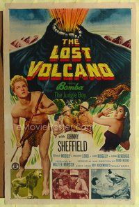 5d431 LOST VOLCANO 1sh '50 Donald Woods, Marjorie Lord, & Johnny Sheffield as Bomba!