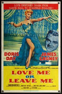 5d436 LOVE ME OR LEAVE ME 1sh '55 full-length sexy Doris Day as famed Ruth Etting, James Cagney!