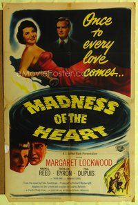 5d449 MADNESS OF THE HEART style A 1sh '50 Margaret Lockwood, Maxwell Reed, it comes to every love!