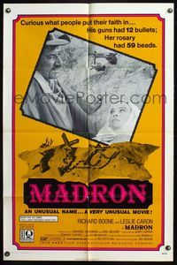 5d450 MADRON 1sh '70 tough guy cowboy Richard Boone & pretty nun Leslie Caron!