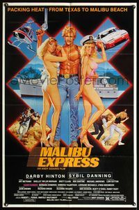 5d461 MALIBU EXPRESS 1sh '85 directed by Andy Sidaris, Salk art of sexy bikini clad girls!