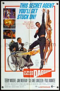 5d466 MAN CALLED DAGGER 1sh '67 Terry Moore, Paul Mantee, great art of guy in wheelchair with guns!