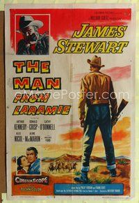 5d468 MAN FROM LARAMIE 1sh '55 three images of James Stewart, directed by Anthony Mann!