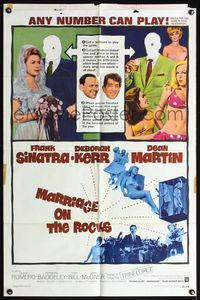 5d481 MARRIAGE ON THE ROCKS 1sh '65 Frank Sinatra, sexy bride Deborah Kerr & Dean Martin!