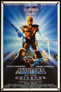 5d484 MASTERS OF THE UNIVERSE 1sh '87 great image of Dolph Lundgren as He-Man!