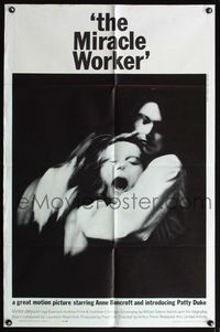 5d492 MIRACLE WORKER 1sh '62 Anne Bancroft as Annie Sullivan & Patty Duke as Helen Keller!