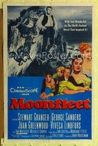 5d494 MOONFLEET 1sh '55 Fritz Lang, Stewart Granger, Joan Greenwood, sexy Viveca Lindfors!