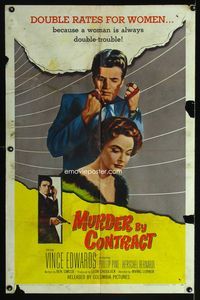 5d500 MURDER BY CONTRACT 1sh '59 Vince Edwards prepares to strangle woman with necktie!