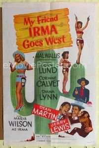 5d505 MY FRIEND IRMA GOES WEST 1sh '50 Martin & Lewis with 3 sexy half-dressed babes on cactus!