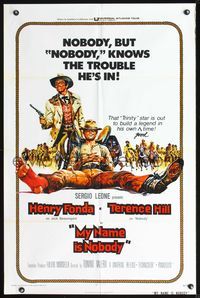 5d506 MY NAME IS NOBODY int'l 1sh '74 Il Mio nome e Nessuno, art of Henry Fonda & Terence Hill!