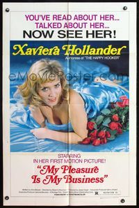 5d507 MY PLEASURE IS MY BUSINESS 1sh '74 sexy Xaviera Hollander, authoress of Happy Hooker!