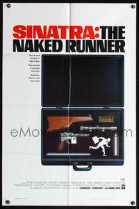 5d508 NAKED RUNNER 1sh '67 Frank Sinatra, cool sniper rifle gun in suitcase image!