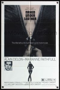 5d509 NAKED UNDER LEATHER 1sh '70 Jack Cardiff directed, Alain Delon, sexy Marianne Faithfull!