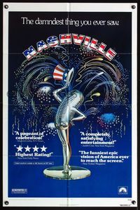 5d511 NASHVILLE 1sh '75 Robert Altman, cool patriotic sexy microphone artwork!