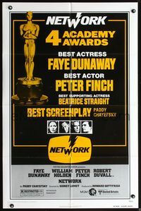 5d514 NETWORK awards 1sh '76 written by Paddy Cheyefsky, William Holden, Sidney Lumet classic!